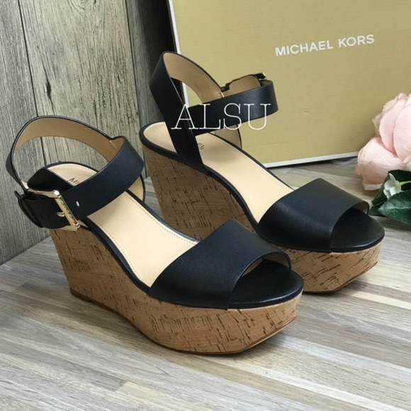 Michael Kors Xaria Wedge Leather Black W AUTHENTIC - Picture 3 of 8